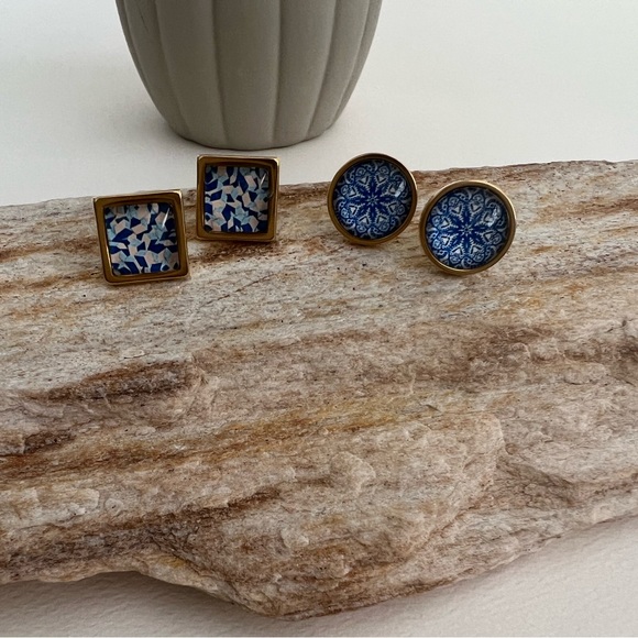 Boho Chic Classic Round & Square Stud Earrings - Elegant Chic Stud Earrings - Picture 2 of 14